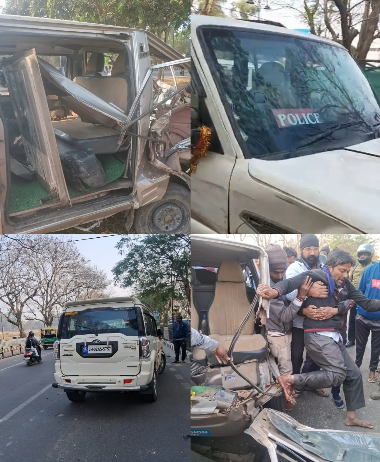 स्कूल वैन को स्कॉर्पियो ने मारी टक्कर, चालक घायल