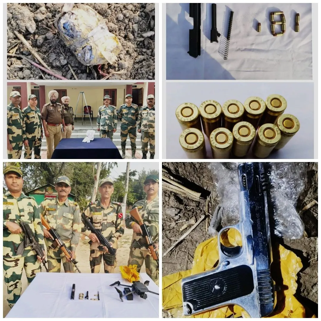 बीएसएफ ने अमृतसर व फिरोजपुर बॉर्डर से पकड़ा ड्रोन, पिस्तौल व हेरोइन बरामद