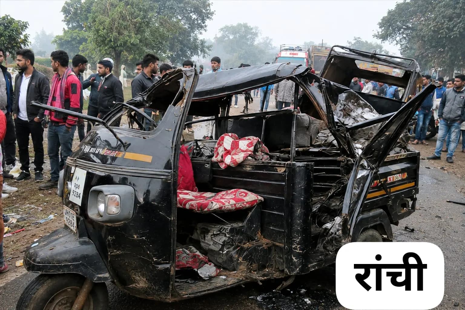 रातू के काठीटांड़ में भीषण सड़क हादसा, शादी से लौट रहे 9 लोग घायल