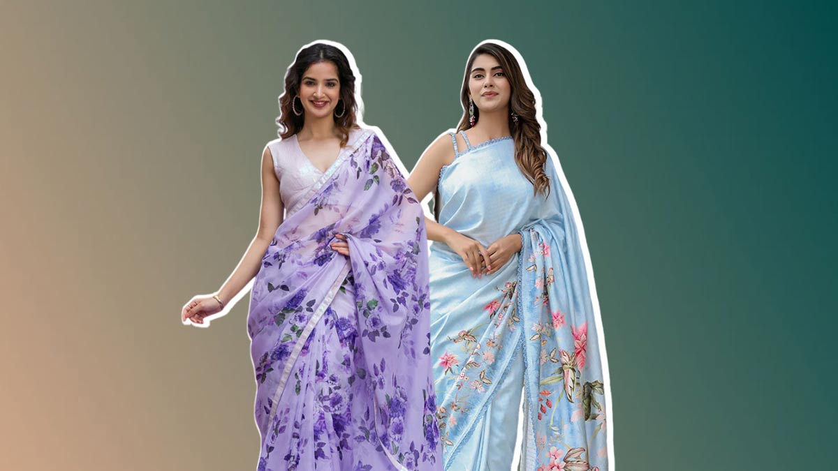 समर सीजन में न्यू लूक के लिए वियर करें लेटेस्ट डिजाइंस वाली फ्लोरल प्रिंट साड़ी