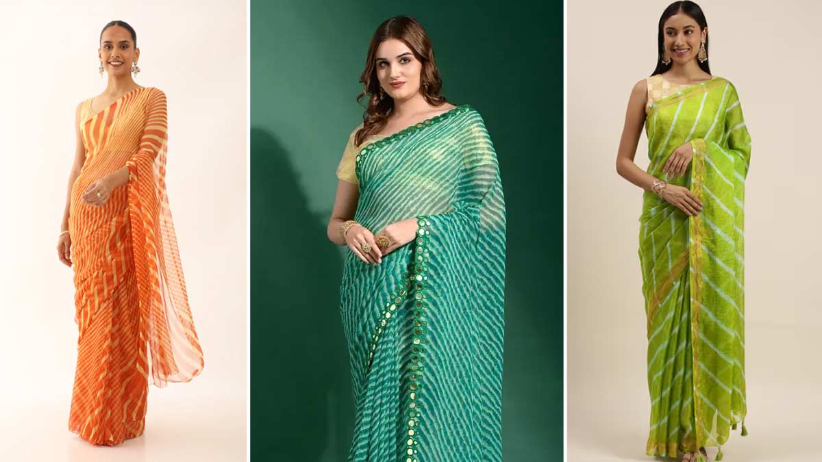 सावन के मौके नजर आना चाहती हैं सबसे अलग तो वियर करें ये लहरिया साड़ी देखें लेटेस्ट डिजाइंस