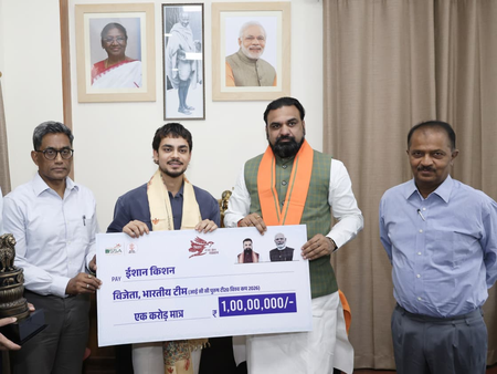 टी-20 विश्व कप जीतने पर मुख्यमंत्री सम्राट चौधरी ने ईशान किशन को किया सम्मानित