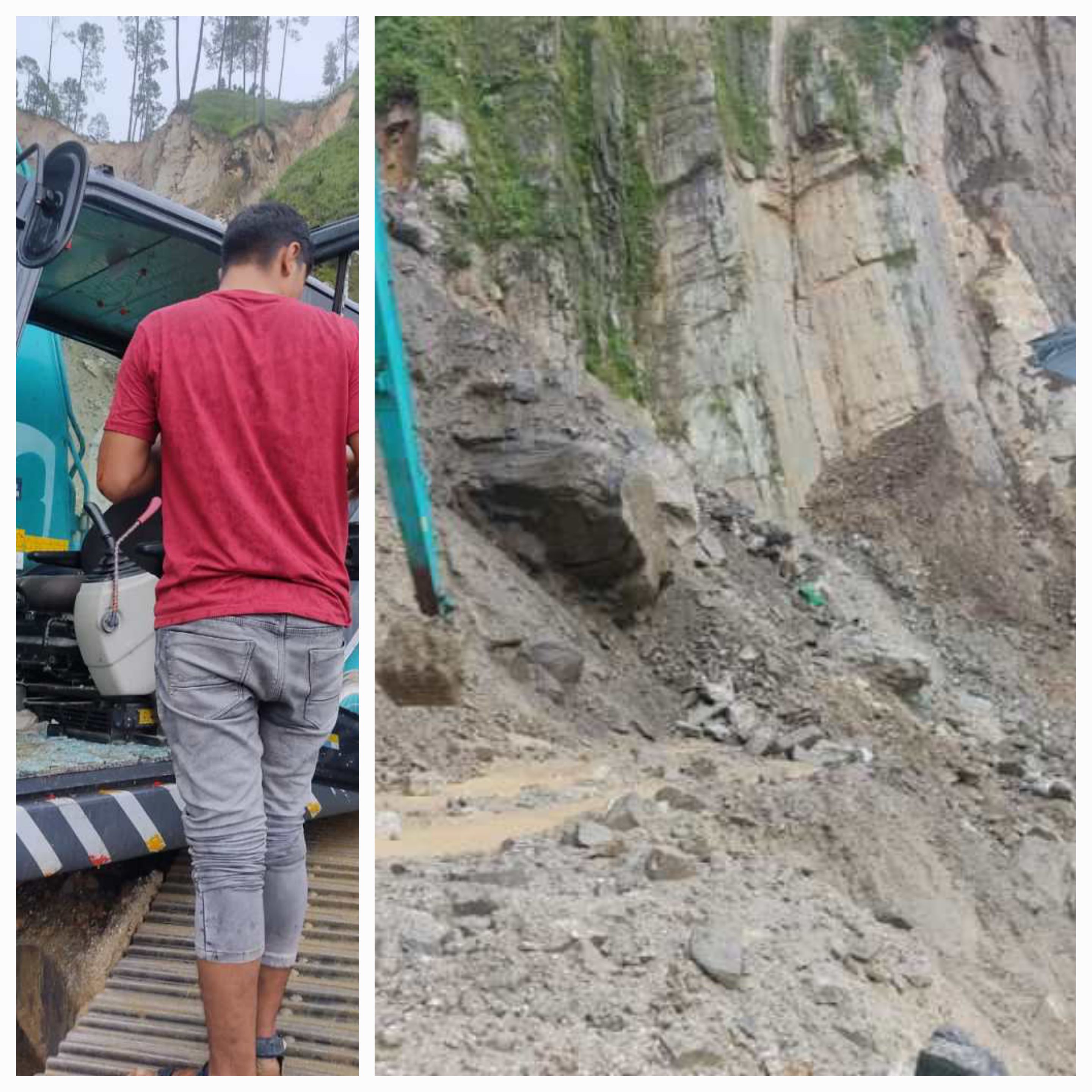 मूसलाधार बारिश से चम्पावत-टनकपुर राष्ट्रीय राजमार्ग बाधित, मशीन ऑपरेटर घायल
