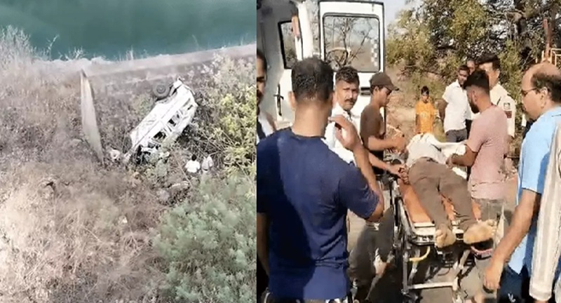 खंडवा : पुल की रेलिंग तोड़कर 200 फीट गहरी खाई में गिरी बोलेरो, ड्राइवर की मौत