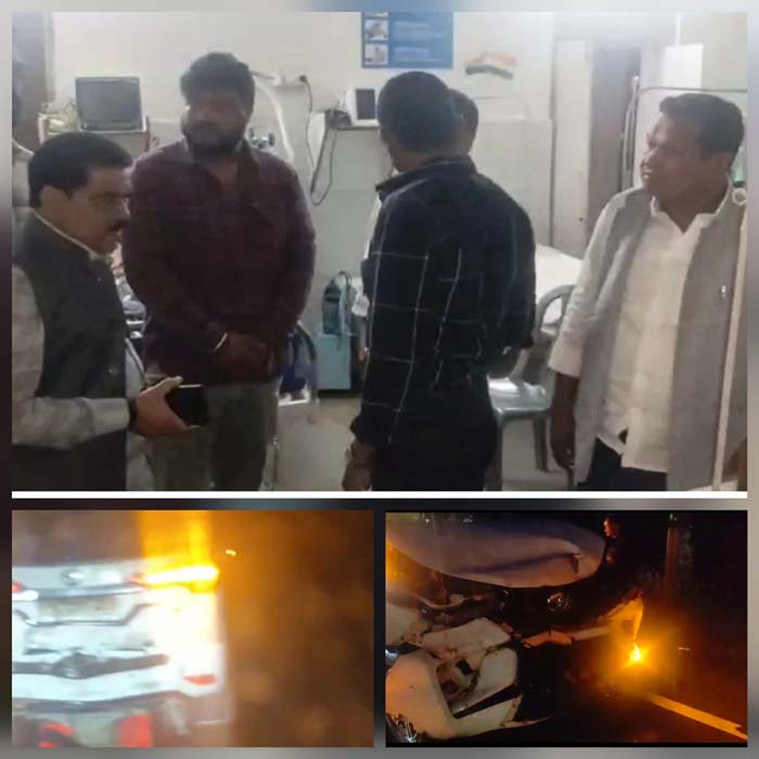 चित्रकोट विधायक विनायक व पूर्व विधायक बैदू के काफिले में शामिल तीन गाड़ियां आपस में भिड़ी
