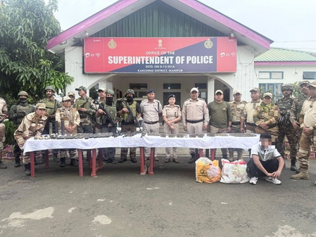 मणिपुर में दो बड़े नेताओं समेत आठ उग्रवादी गिरफ्तार, हथियारों का जखीरा जब्त